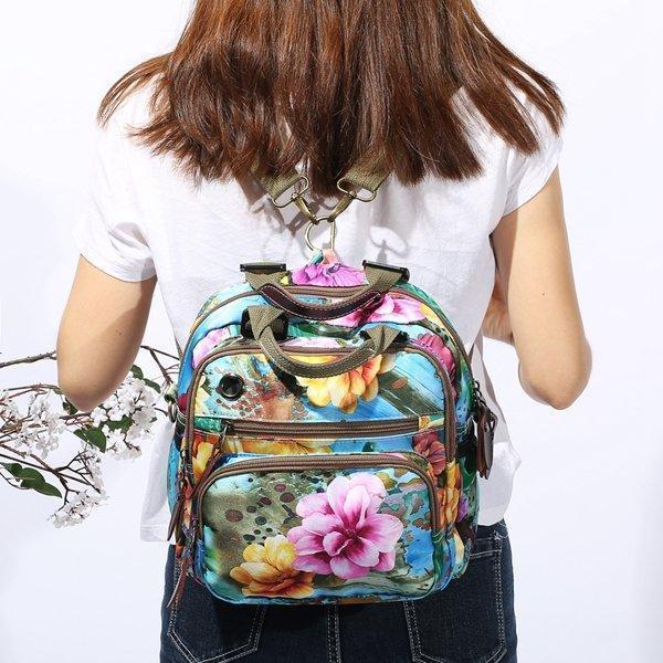 Women's Fashion Waterproof Nylon Bags Leisure Style Outdoor Flower Pattern Multifunctional Backpack（Get 2nd one 20% off） - Marfuny