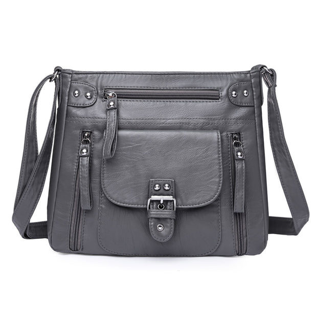 Genuine Leather Fashion Multi-Pocket Ladies Crossbody Bag