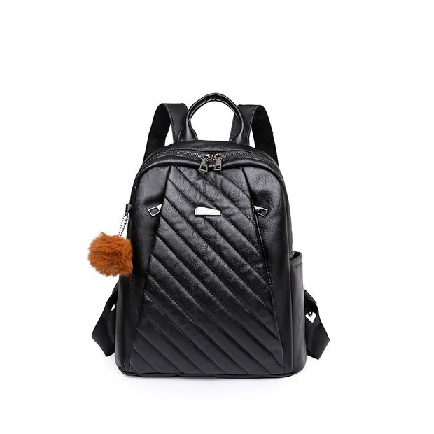 Trendy Soft Leather Multi-Compartment Ladies Backpack