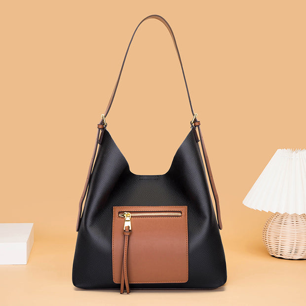 Modische Bucket Bag aus Leder mit großem Fassungsvermögen