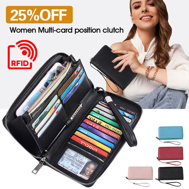 Women Genuine Leather RFID Anti-Theft Wallet