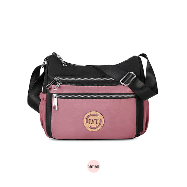 Klassische kontrastfarbene Nylontasche mit mehreren Taschen (große und kleine Größe)