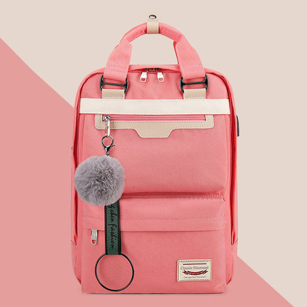 Women Fashion Casual Waterproof Nylon Bags Large Capacity Zipper Backpack - Marfuny