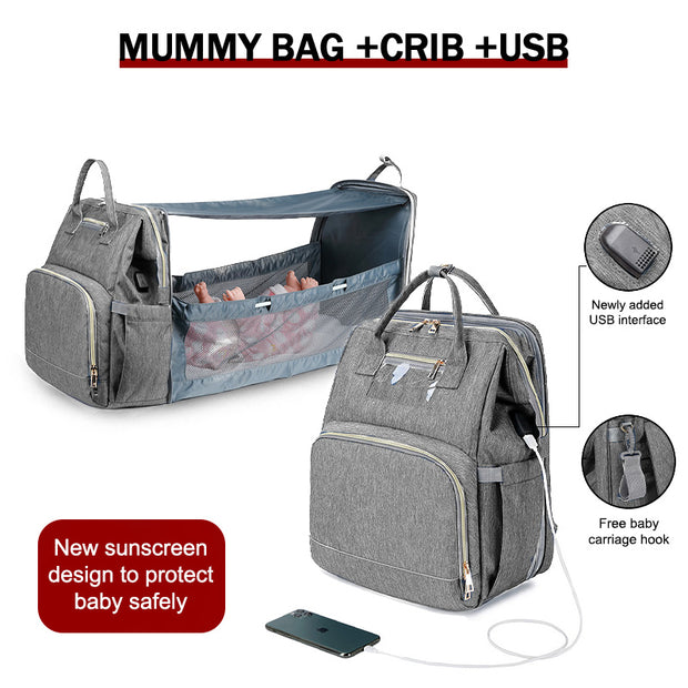 🔥🔥 2020 New Protable Crib Mummy Backpack Multifunction Travel Diaper Bags - Marfuny