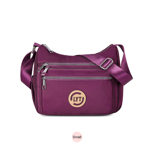 Klassische kontrastfarbene Nylontasche mit mehreren Taschen (große und kleine Größe)