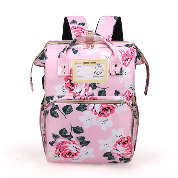Printed Multifunctional Folding Crib Large-Capacity Outdoor Use Mummy Backpack