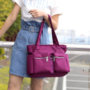 Women's Fashion Solid Waterproof Nylon Bags Large Capacity Zipper Handbags - Marfuny