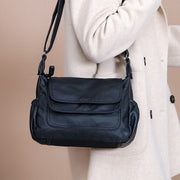 Women's Vintage Solid Waterproof Bags Multi-pocket Large Capacity Cover Crossbody Bag - Marfuny