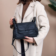 Women's Vintage Solid Waterproof Bags Multi-pocket Large Capacity Cover Crossbody Bag - Marfuny