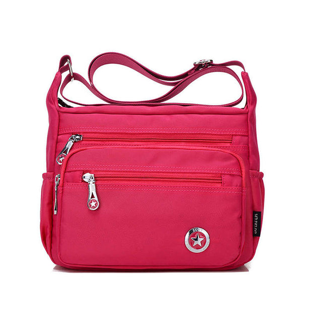 Women's Fashion Solid Waterproof Nylon Bags Large Capacity Multi-pocket Zipper Crossbody Bag - Marfuny