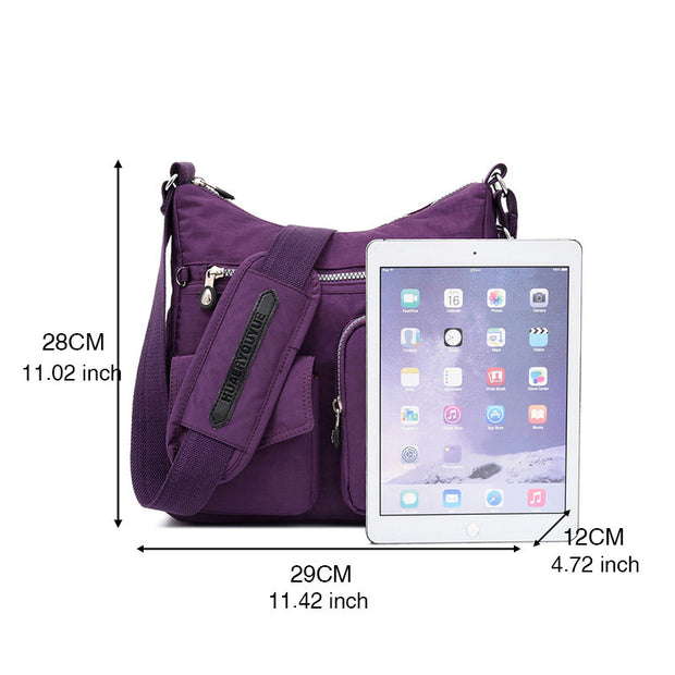 Women's Fashion Waterproof Nylon Bag Solid Large Capacity Multi-pocket Zipper Crossbody Bag - Marfuny