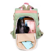 Women's Fashion Color Matching Tassel Waterproof Oxford Bag Anti-theft Multifunctional Zipper Backpack - Marfuny