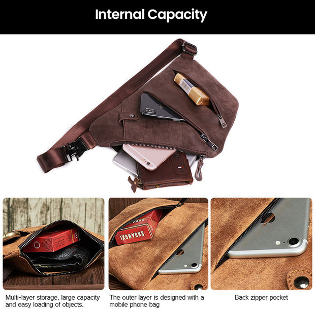 Brusttasche aus abriebfestem Retro-Leder für Herren