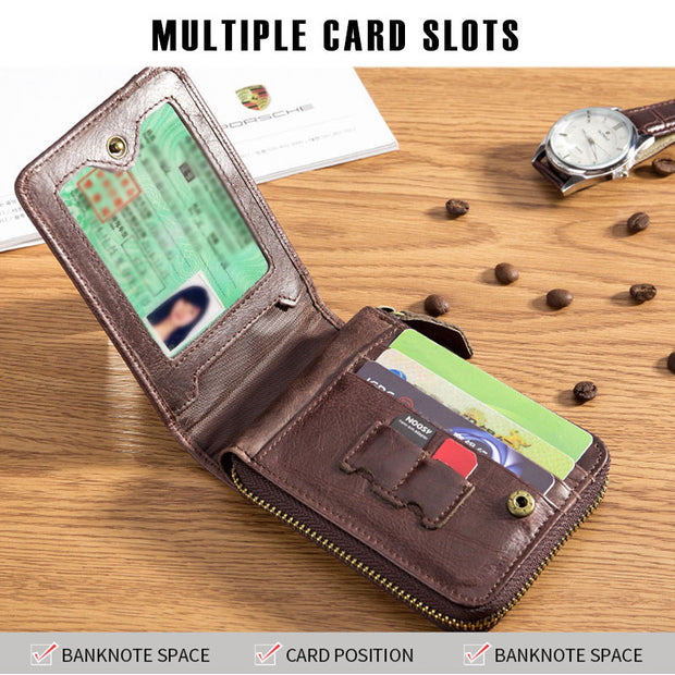 Genuine Leather Multifunctional Short Men's Wallet