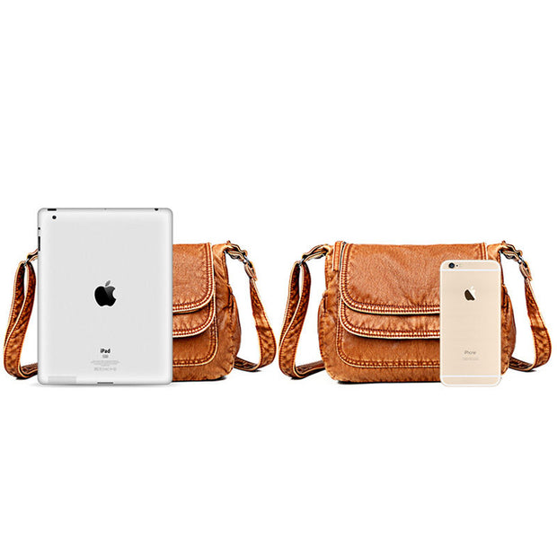 Women's Vintage Solid Waterproof Bags Multi-pocket Large Capacity Cover Crossbody Bag - Marfuny