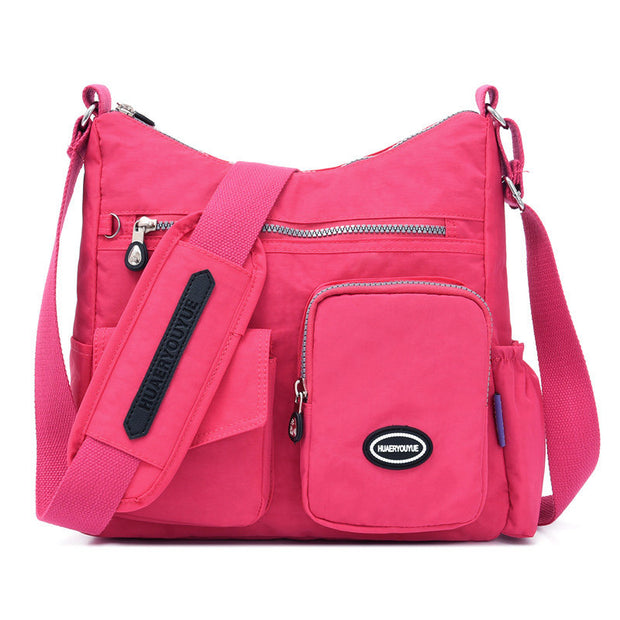Women's Fashion Waterproof Nylon Bag Solid Large Capacity Multi-pocket Zipper Crossbody Bag - Marfuny
