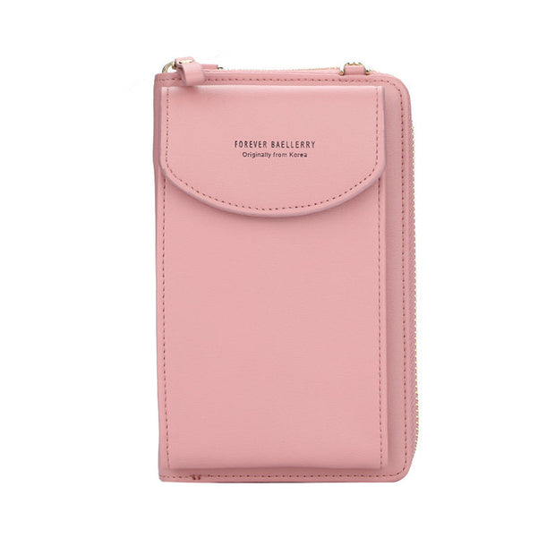 Women's Fashion Solid Multi-card Slots Waterproof Zipper Phone Bag - Marfuny
