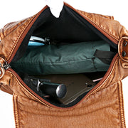 Women's Vintage Solid Waterproof Bags Multi-pocket Large Capacity Cover Crossbody Bag - Marfuny