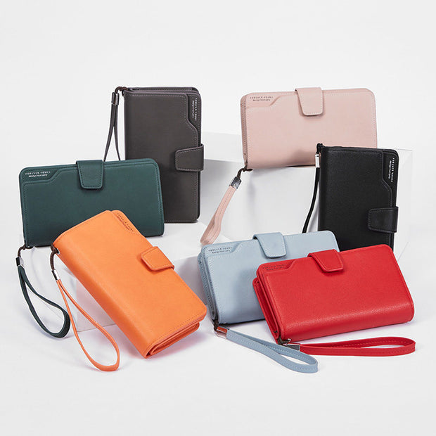 Women's Fashion Soft Solid Covered Button Wallet - Marfuny