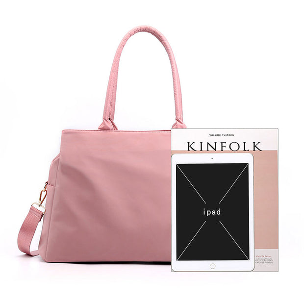 Women‘s Fashion Solid Waterproof Nylon Bags Large Capacity Zipper Handbags - Marfuny