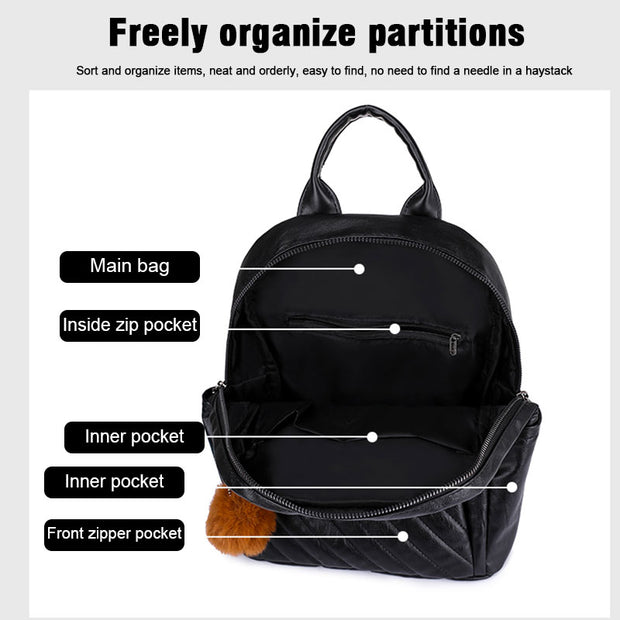 Trendy Soft Leather Multi-Compartment Ladies Backpack