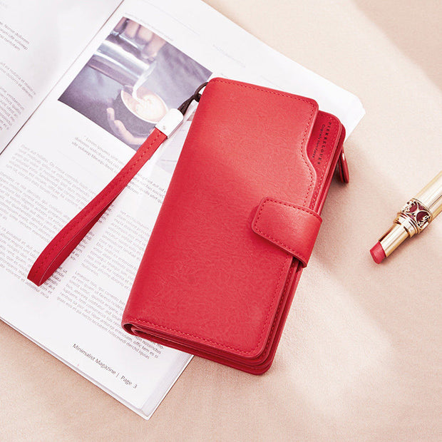 Women's Fashion Soft Solid Covered Button Wallet - Marfuny