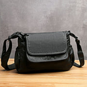 Women's Vintage Solid Waterproof Bags Multi-pocket Large Capacity Cover Crossbody Bag - Marfuny