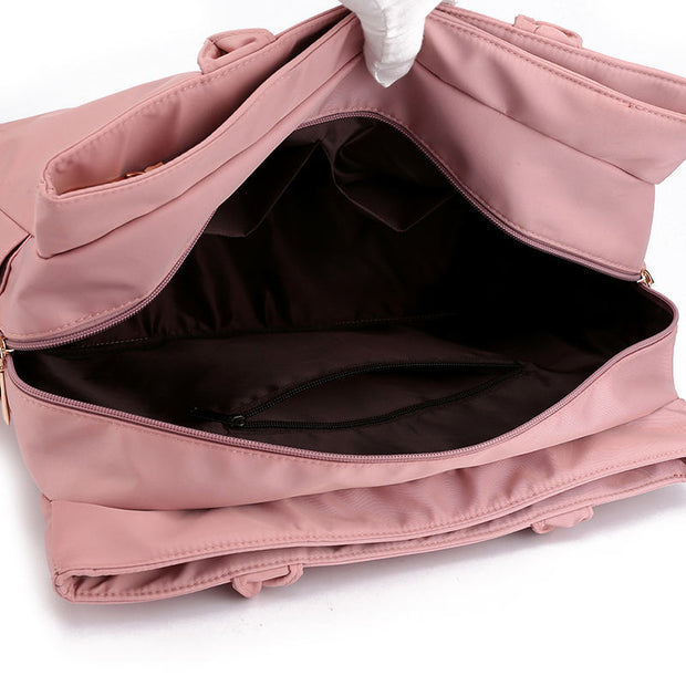 Women‘s Fashion Solid Waterproof Nylon Bags Large Capacity Zipper Handbags - Marfuny