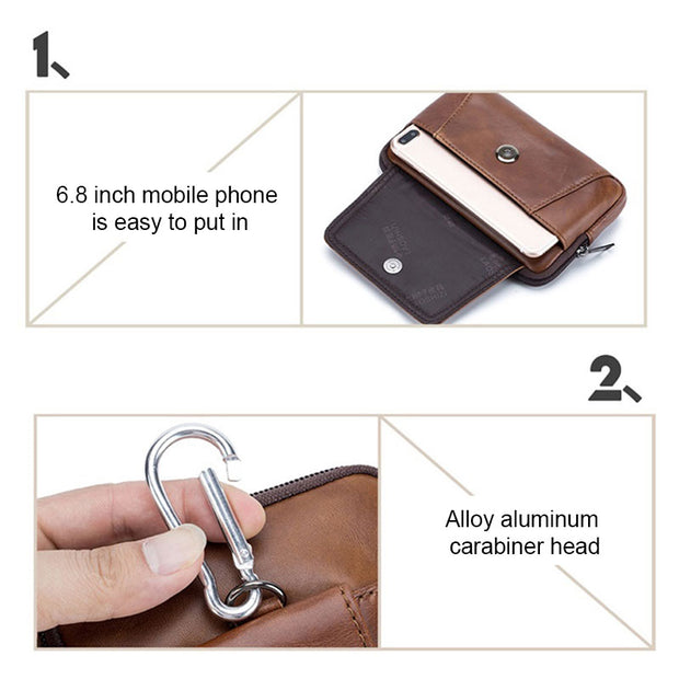 Echtes Leder Multifunktionale Handytasche Herren Gürteltasche