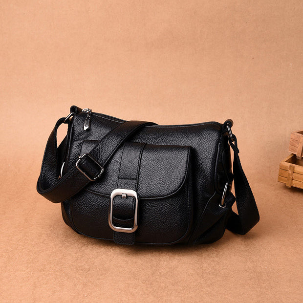 Women's Vintage Solid Waterproof Bags Multi-pocket Large Capacity Zipper Crossbody Bag - Marfuny