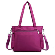 Women's Fashion Solid Waterproof Nylon Bags Large Capacity Zipper Handbags - Marfuny