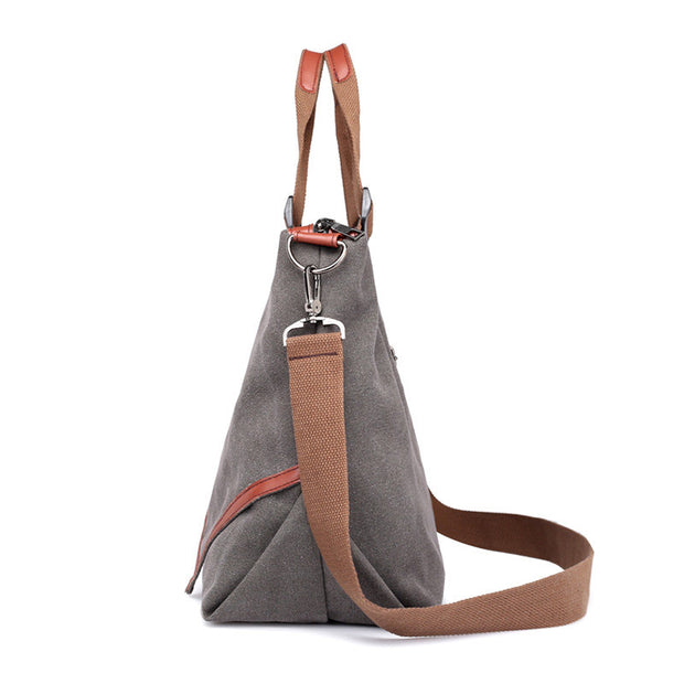 Women's Classic Solid Canvas Large Capacity Multifunctional Multi-pocket Zipper Handbags - Marfuny