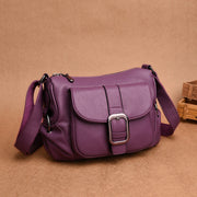 Women's Vintage Solid Waterproof Bags Multi-pocket Large Capacity Zipper Crossbody Bag - Marfuny