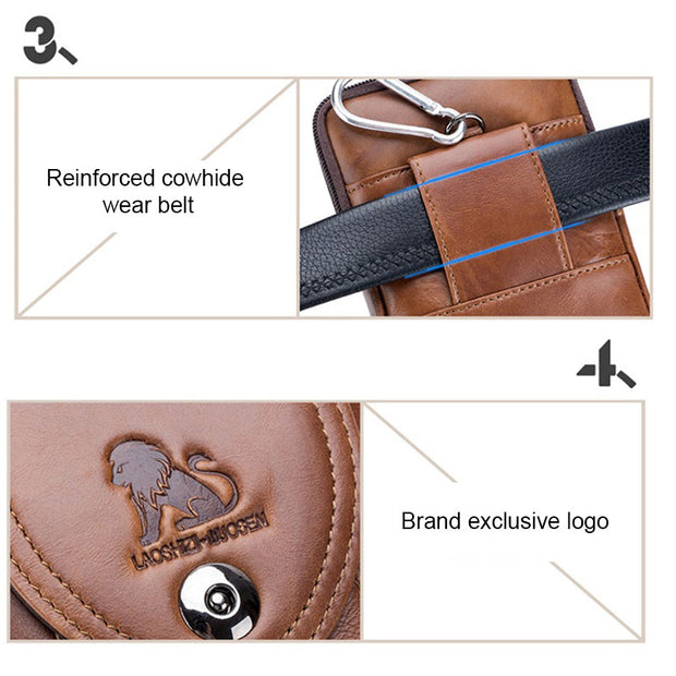 Echtes Leder Multifunktionale Handytasche Herren Gürteltasche