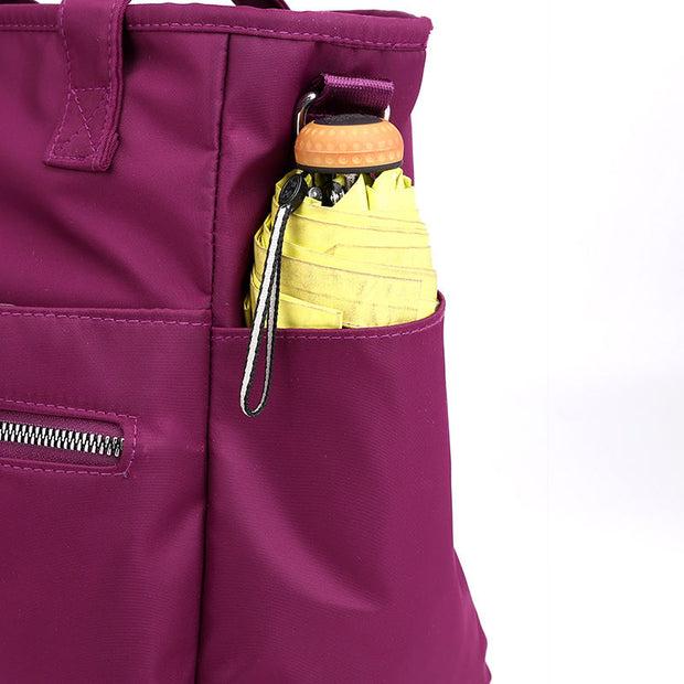 Women's Fashion Solid Waterproof Nylon Bags Large Capacity Zipper Handbags - Marfuny