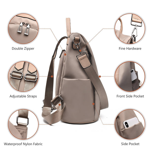 Classic Nylon Large Capacity Multifunctional Anti-theft Zipper Backpack - Marfuny