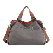 Women's Classic Solid Canvas Large Capacity Multifunctional Multi-pocket Zipper Handbags - Marfuny