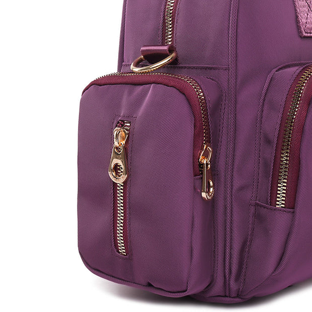 Women's Fashion Solid Waterproof Nylon Bags Multifunctional Multi-pocket Zipper Backpack - Marfuny