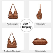 Vintage Leather Multifunctional Large-Capacity Women's Handbag Shoulder Bag
