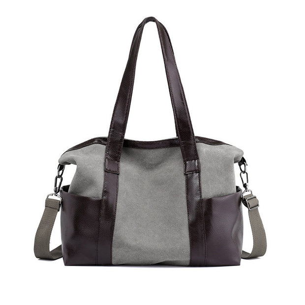 Women's Classic Solid Canvas Multi-pocket  Large Capacity Zipper Handbags - Marfuny