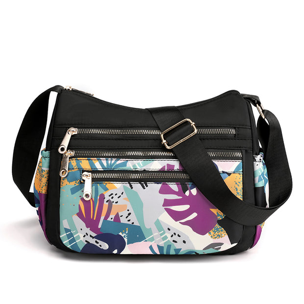 Printed Multi-Compartment Nylon Ladies Messenger Bag