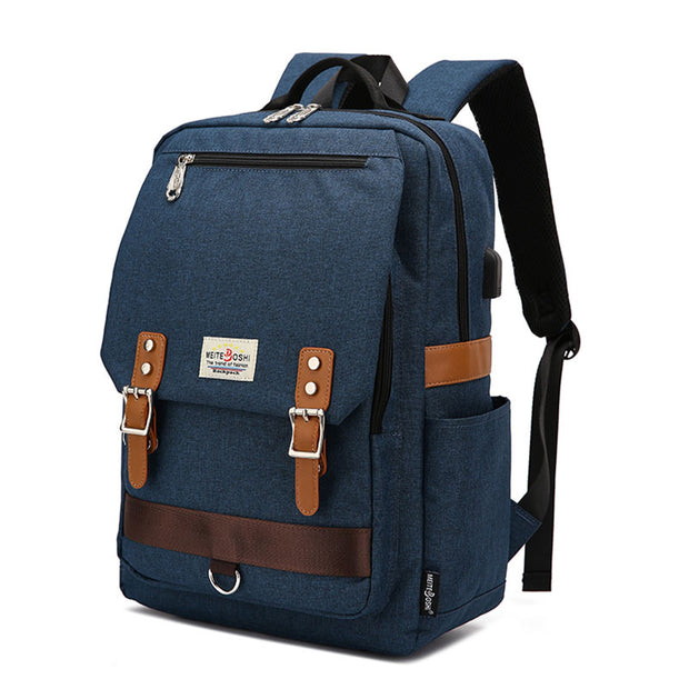 Nylon Laptop Backpack With USB Port