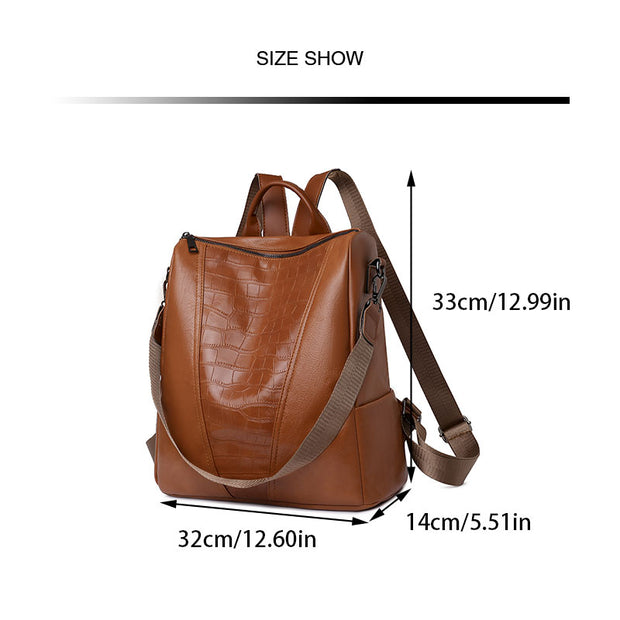 Simple Leather Multifunctional Backpack