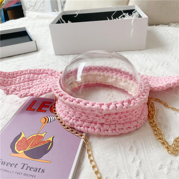 Transparent Spherical Hand-woven Crossbody Bag