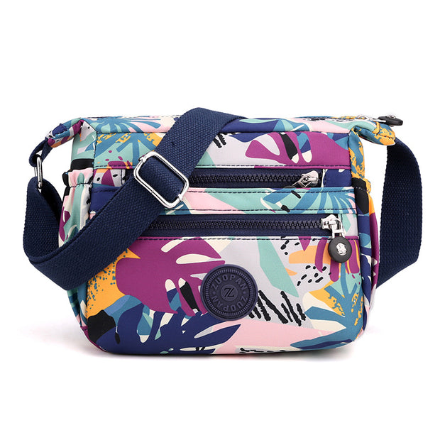 Women's Three-Layer Zipper Nylon Crossbody Bag