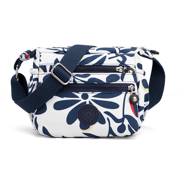 Women's Three-Layer Zipper Nylon Crossbody Bag