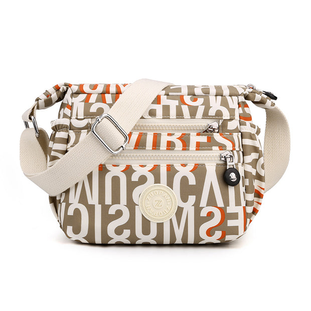 Women's Three-Layer Zipper Nylon Crossbody Bag