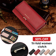 PU Tri-Fold Large-Capacity Wallet Lange Damen-Clutch-Geldbörse