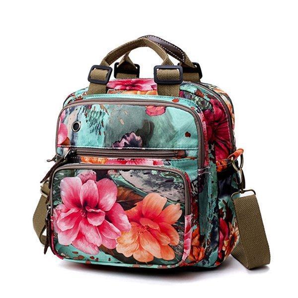 Women's Fashion Waterproof Nylon Bags Leisure Style Outdoor Flower Pattern Multifunctional Backpack（Get 2nd one 20% off） - Marfuny