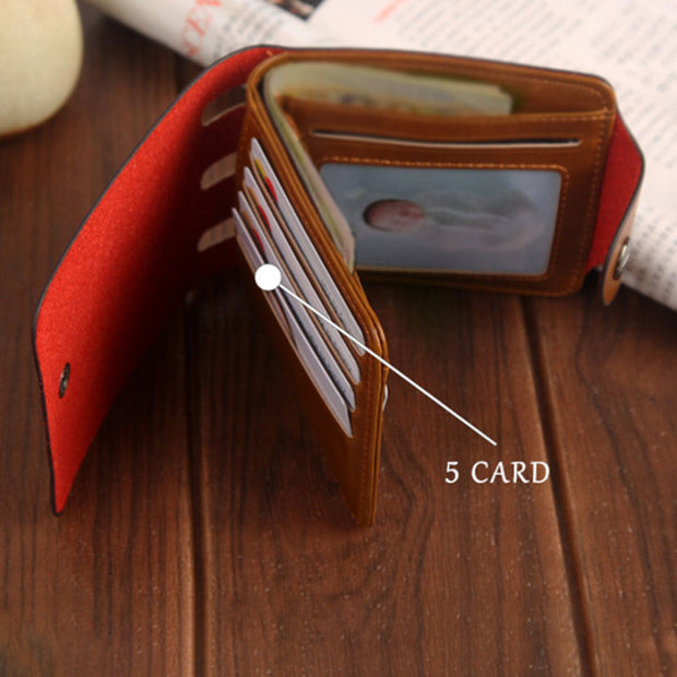 Vintage Leather Men Wallet Hollow Out Coin Purse